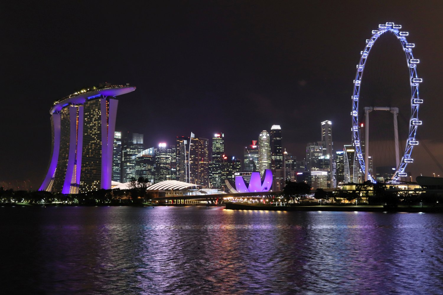 Singapur Skyline, Gardens by the Bay, by night, Marina Bay Sands by night
