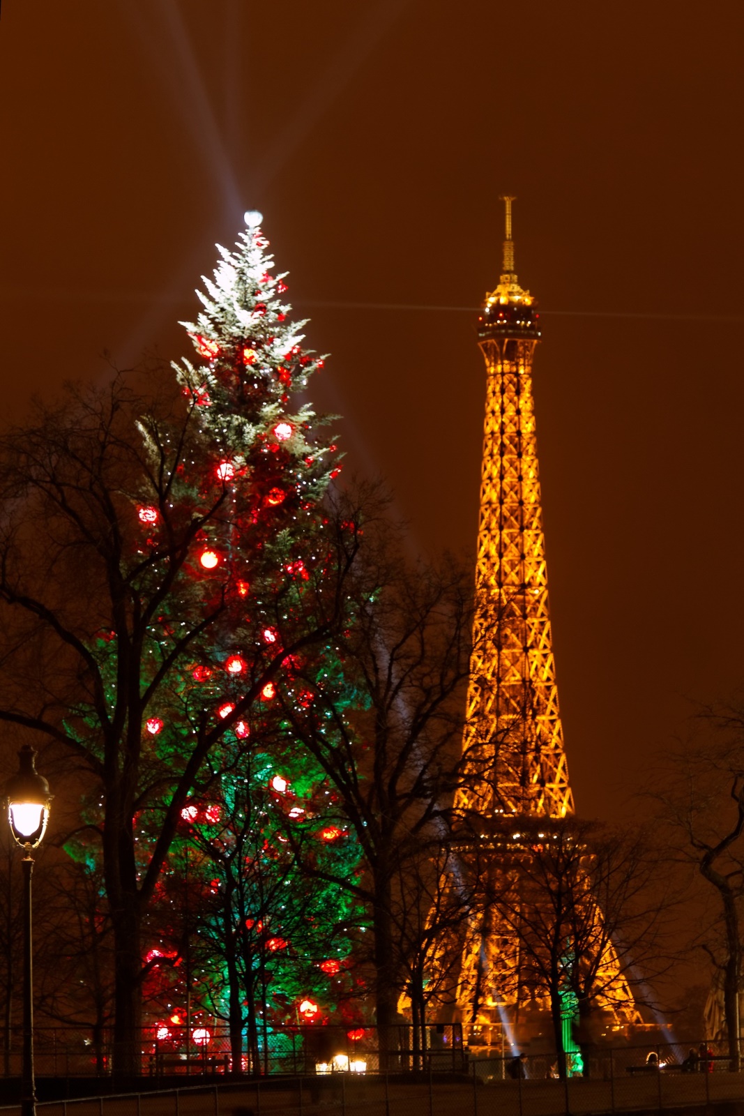 Eiffelturm und Christbaum by night, Paris