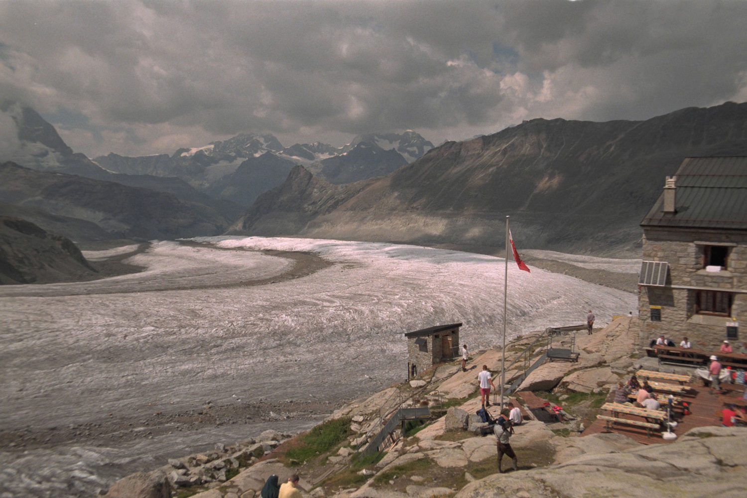 Blick von der alten Monte Rosa Hütte Richtung Gorner Gletscher