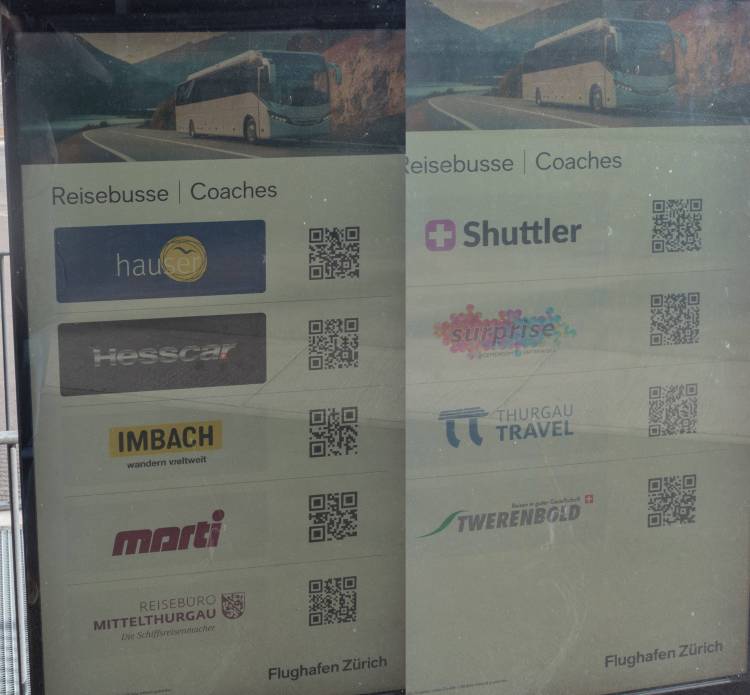 Reisebusfirmen, �bersicht Flughafen Z�rich Kloten